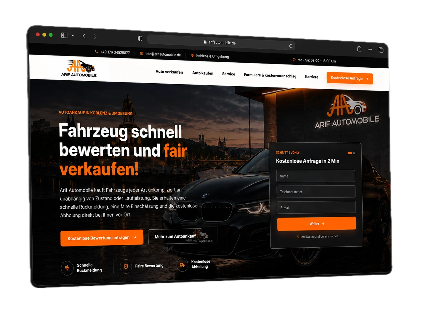 Mockup der umgesetzten Webseite auf Desktop und Smartphone