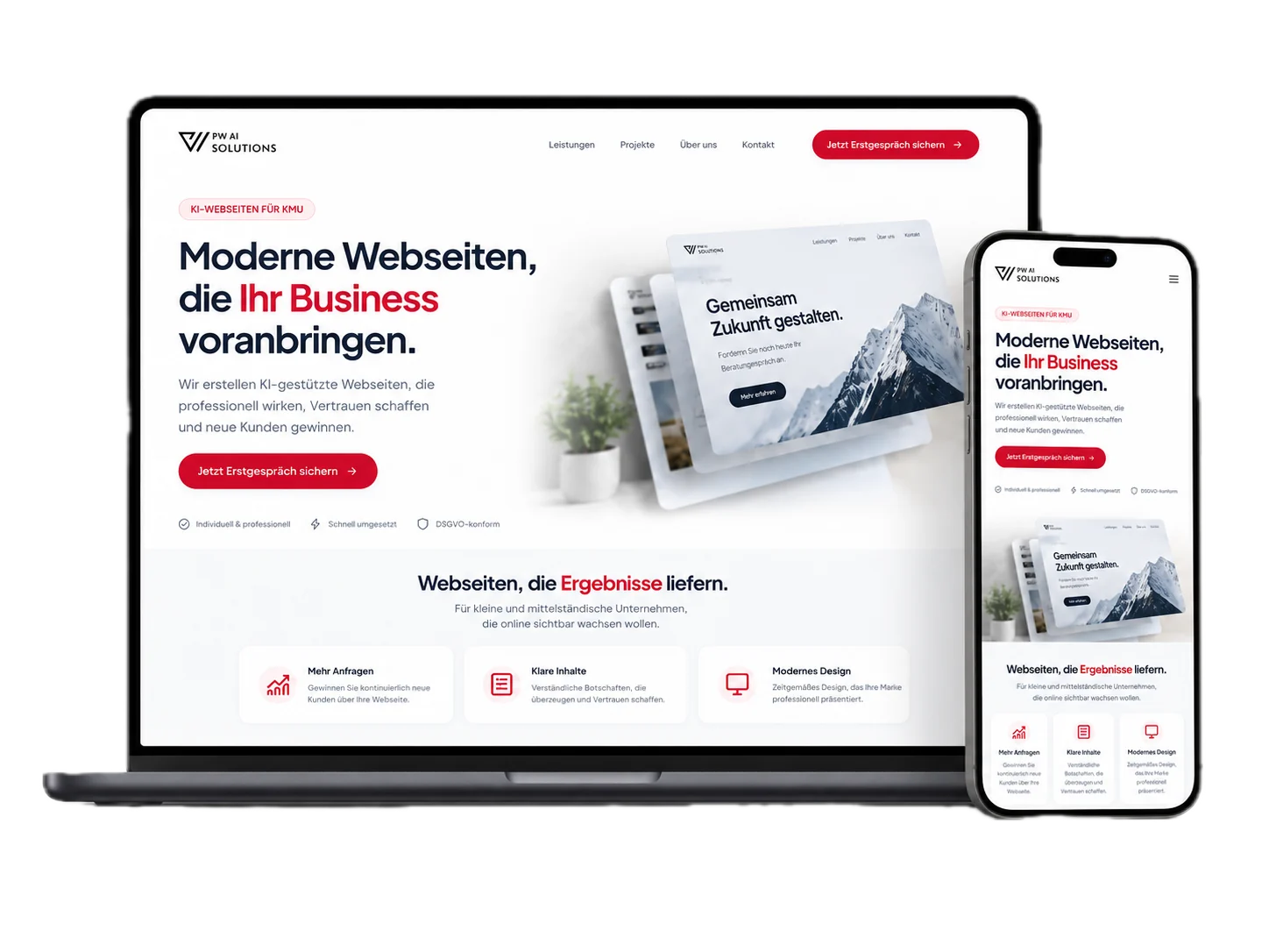 Veraltete Webseite vs. moderne, anfrageorientierte Webseite